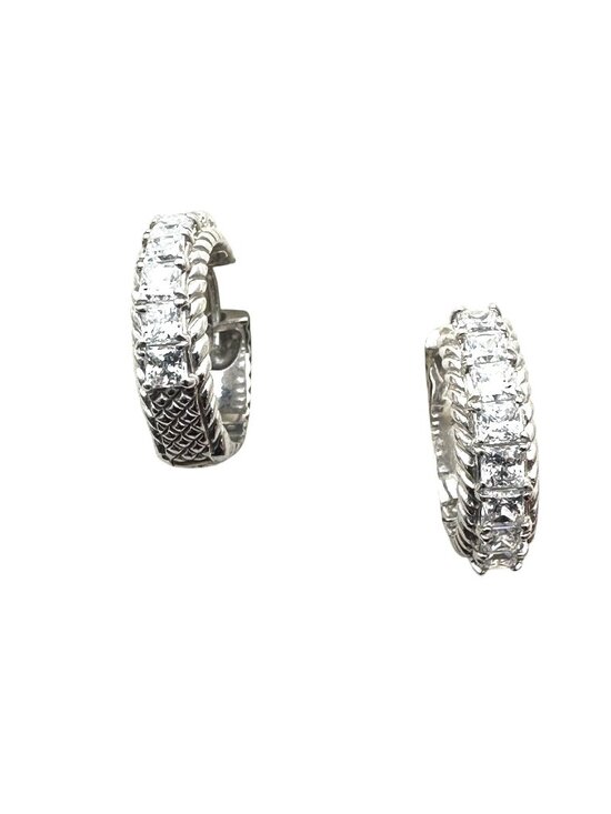 Judith Ripka Jewelry - Judith Ripka Sterling Silver Diamonique Cubic Zircon 1" Pierced Hoop Earrings